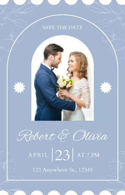 Save the Date Wedding Announcement with Young Couple Bridal Shower Invitations