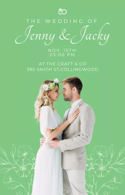 Wedding Invitation with Attractive Bride and Handsome Groom Hugging Bridal Shower Invitations