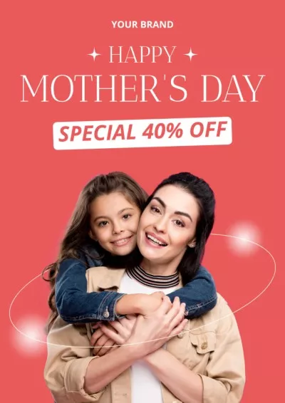 Mother's Day Sale with Smiling Mom and Daughter