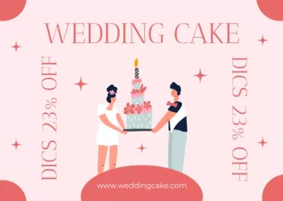 Bakery Ad with Wedding Couple and Festive Cake Love Cards