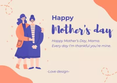 Illustration of Mom and her Daughter on Mother's Day Greeting Card Maker