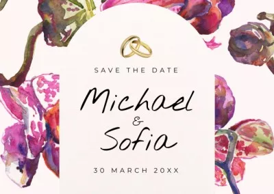 Save the Date Wedding Announcement with Watercolor Orchids Save the Date Cards