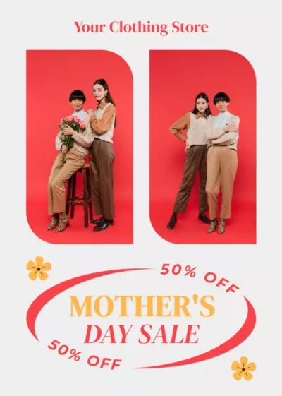 Mother's Day Discount with Fashionable Mother And Daughter Event Flyers