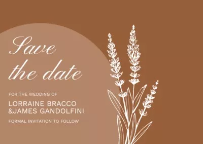 Save the Date Wedding Invite with Wild Plant on Brown Save the Date Cards