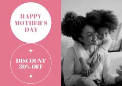 Mother's Day Discount Offer with Happy Daughter and Mom Cards
