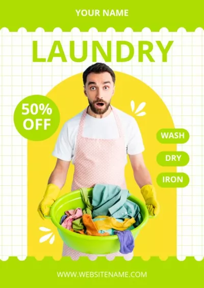 Offer Discounts on Laundry Service Hand Washing Posters