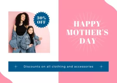Mom and Girl in Denim Clothes on Mother's Day Greeting Card Maker