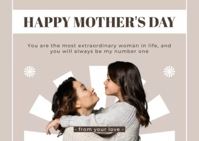 Cute hugging Mom with Daughter on Mother's Day Holiday Greeting Card Maker