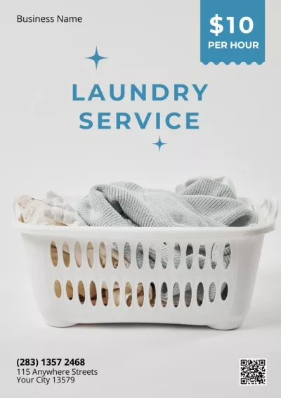 Laundry Service Offer with Basket Hand Washing Posters