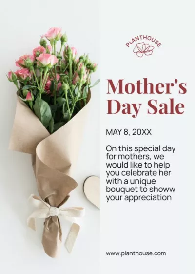Mother's Day Sale with Beautiful Bouquet Event Flyers