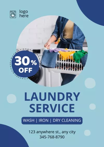 Discounted Laundry Service Offer Hand Washing Posters