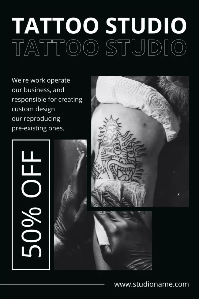 Artistic Tattoo Studio With Discount Offer In Black