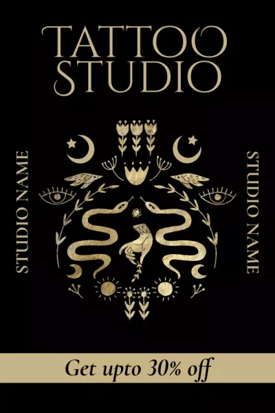 Tattoo Studio With Discount And Floral Pattern Pinterest Graphics