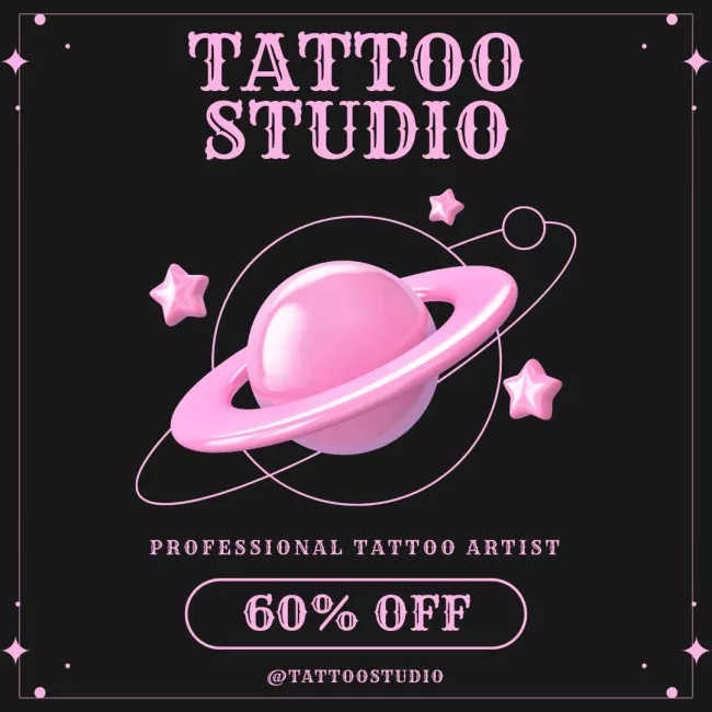 Illustrated Planet And Tattoo Artists Service With Discount In Studio