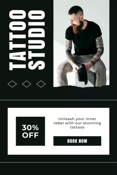 Art And Colorful Tattoo Studio With Discount Offer Pinterest Graphics