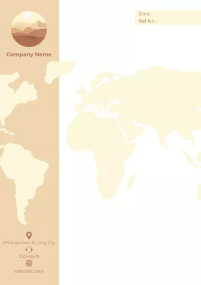 Travel Agency Offer on Beige Illustrated with World Map Letterheads