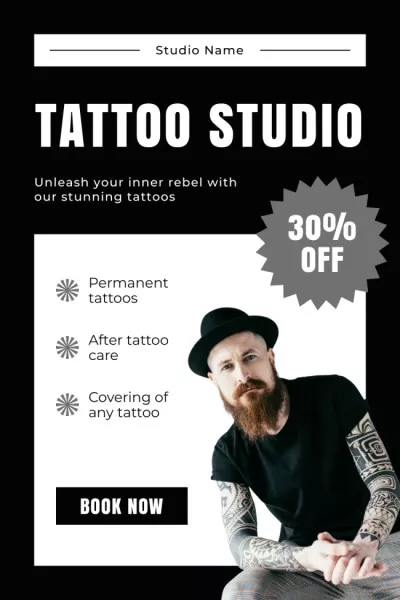 Aftercare And Covering Service In Tattoo Studio With Discount Pinterest Graphics