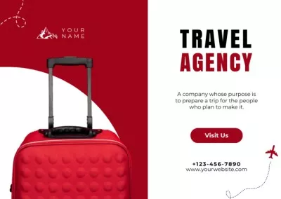Travel Agency Offer with Red Suitcase Thanksgiving Cards