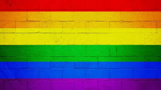 Brick Wall Painted Rainbow Colors