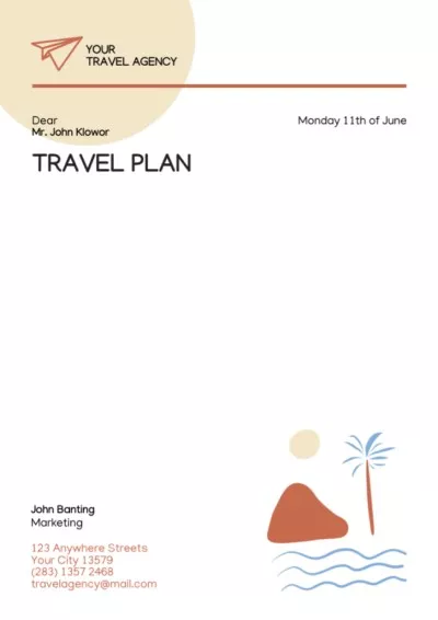 Travel Plan Offer Letterheads