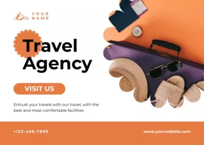 Travel Agency's Services in Orange Color Thanksgiving Cards