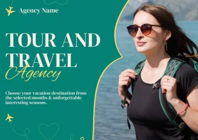 Tour Offer from Travel Agency on Green Thanksgiving Cards