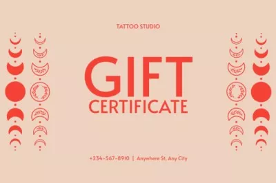 Moon Phases And Discount For Tattoos In Studio Gift Certificate