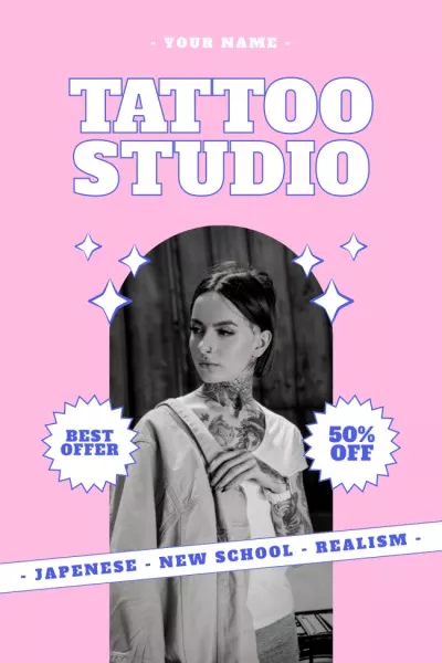 Various Tattoo Styles In Studio Offer With Discount Pinterest Graphics