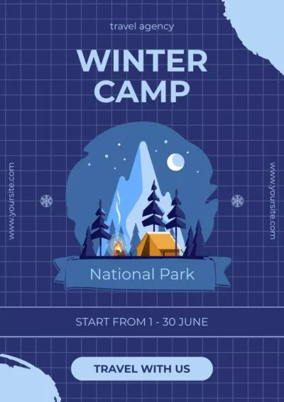Winter Camp in National Park Travel Posters