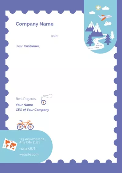 Offer by Travel Agency on White and Purple Letterheads