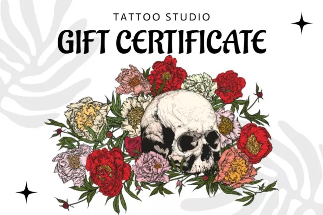 Artistic Tattoo Studio Service As Present Offer With FLowers