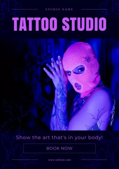 Artistic Tattoo Studio Service With Booking Art Posters