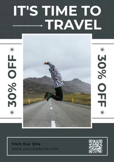 Travel Offer with Tourist on the Road Posters