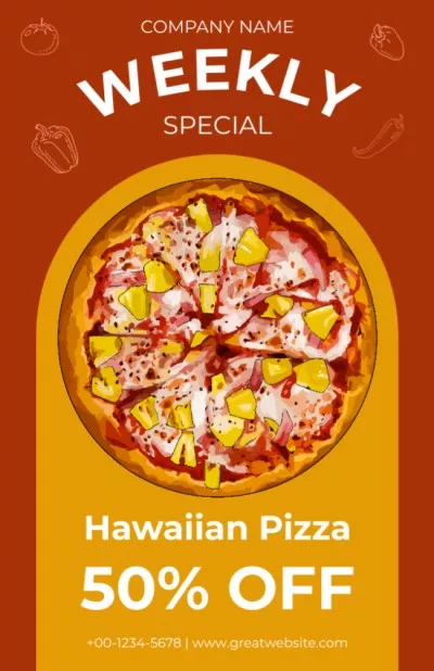 Hawaiian Pizza Discount Offer Recipe Cards