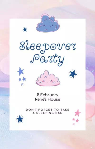 Sleepover Party Invitation with Clouds Party Invitations