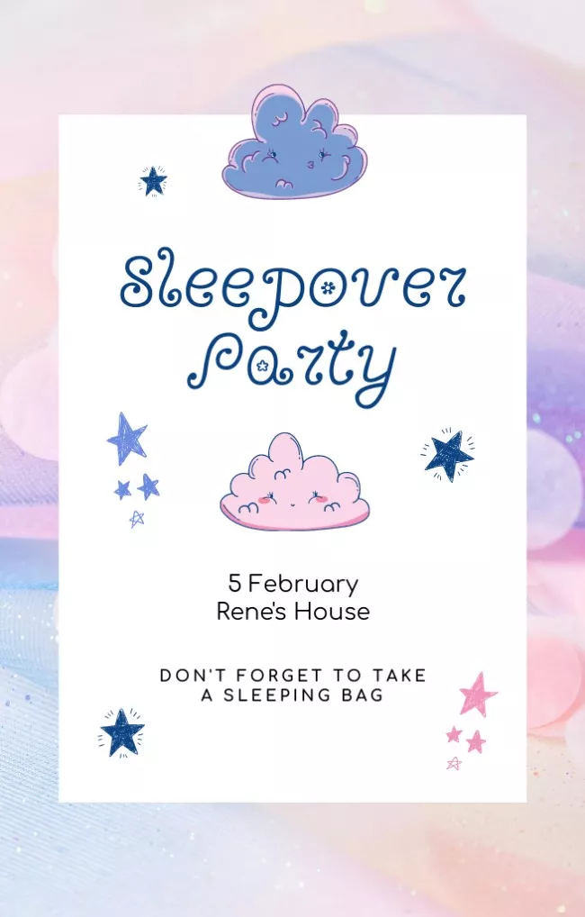 Sleepover Party Invitation with Clouds