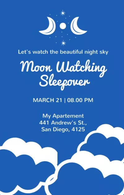 Moon Watching Sleepover Announcement Party Invitations
