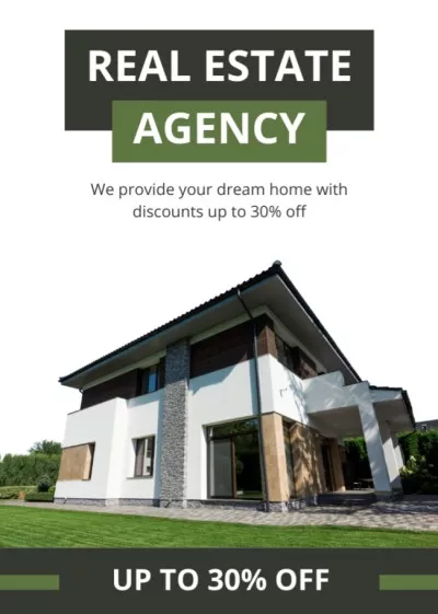 Announcement of Sale of Real Estate with Discount Real Estate Flyers