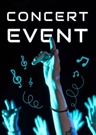 Concert Event Announcement with Crowd Club Flyers