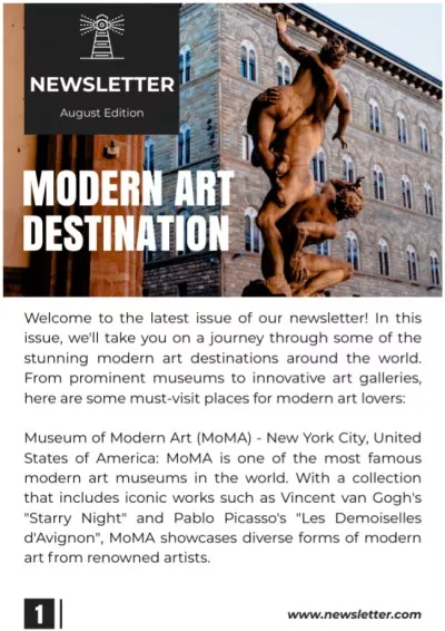 Modern Art Destinations to Visit Newsletter Maker