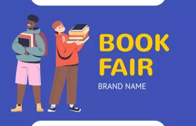 Colorful Book Fair With Bunch Of Books For Teens Business Cards