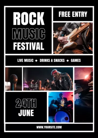 Rock Music Festival Announcement Music Band Flyers