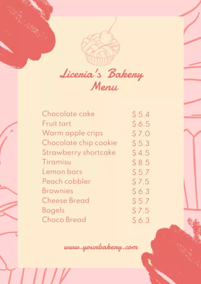 Bakery's Foods List on Retro Styled