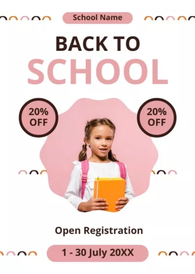 Back to School Discount Offer with Cute Girl Pupil Babysitting Flyers