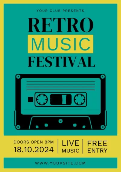 Nostalgic Retro Music Fest With Free Entry Music Festival Posters