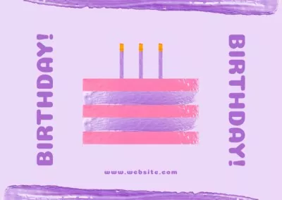 Festive Purple Birthday Cake Birthday Cards