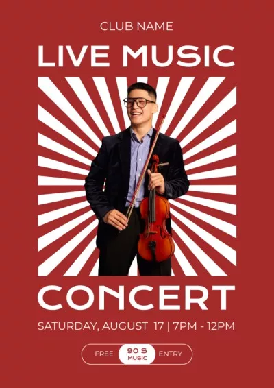 Bright Violin Performer Live Concert Announce Art Posters