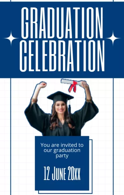 Young Girl in Gown at Graduation Graduation Invitations