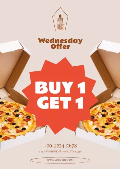 Delicious Pizza Promo Offer In Pizzeria Restaurant Flyers