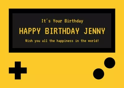 Birthday Greetings on Black and Yellow Tag Maker